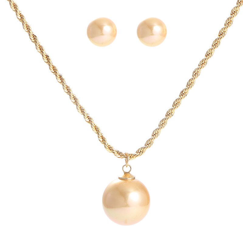 Dreamwork 8Colors Polynesian Hawaiian Samoa Marshall Style Glass Pearl Twisted Chain Necklace Pendant Dangle Stud Earrings Set: GJZ353X