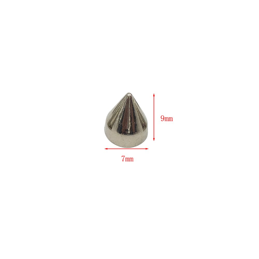 7*9mm 100 sett sølv punk pigg legering pigger kjegle skrue tilbake metall nagler leathercraft nagle kule pigg punk flekker