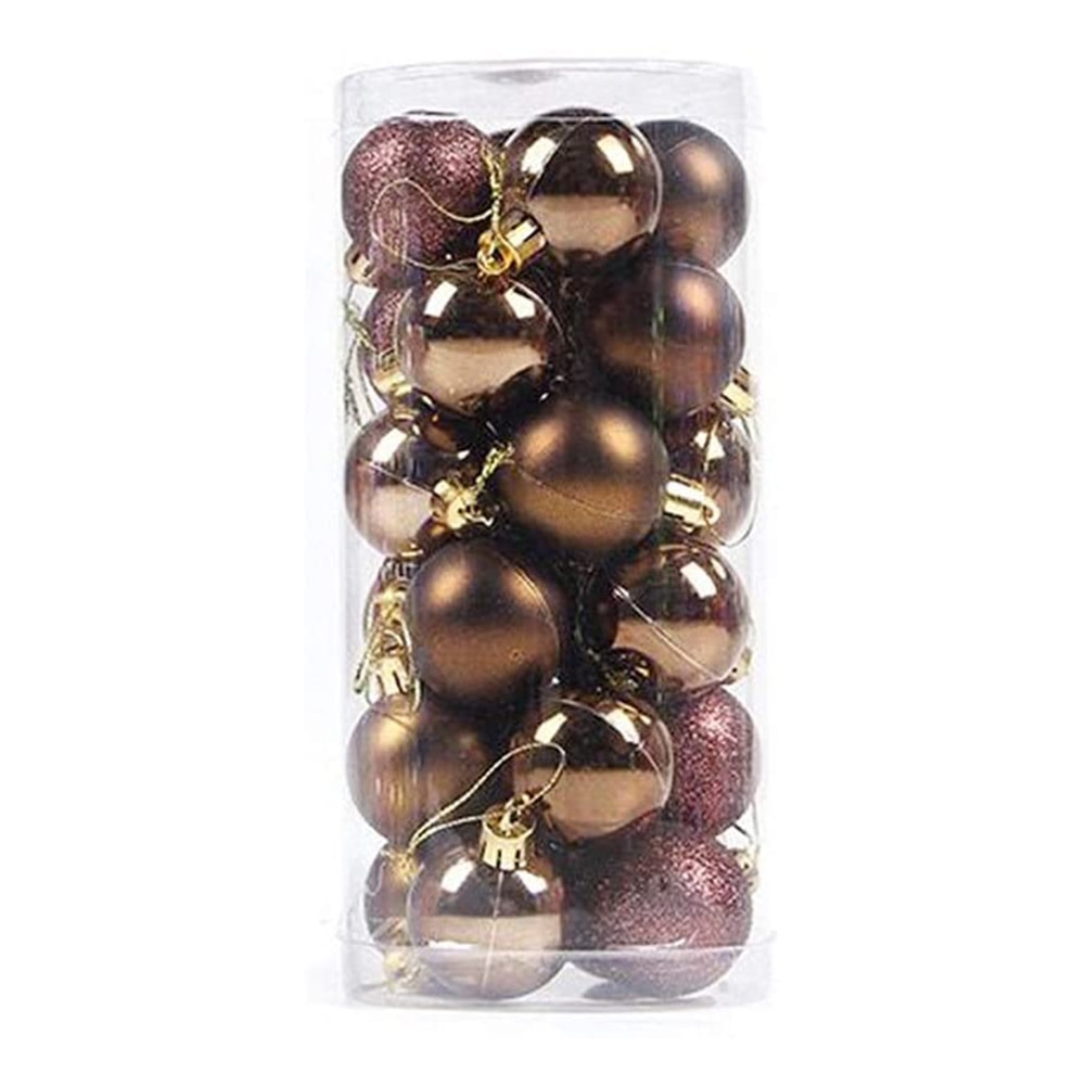 Vktech tunna julkulor juldekorationer glänsande matt pudrade julkulor blandade 4cm bruna
