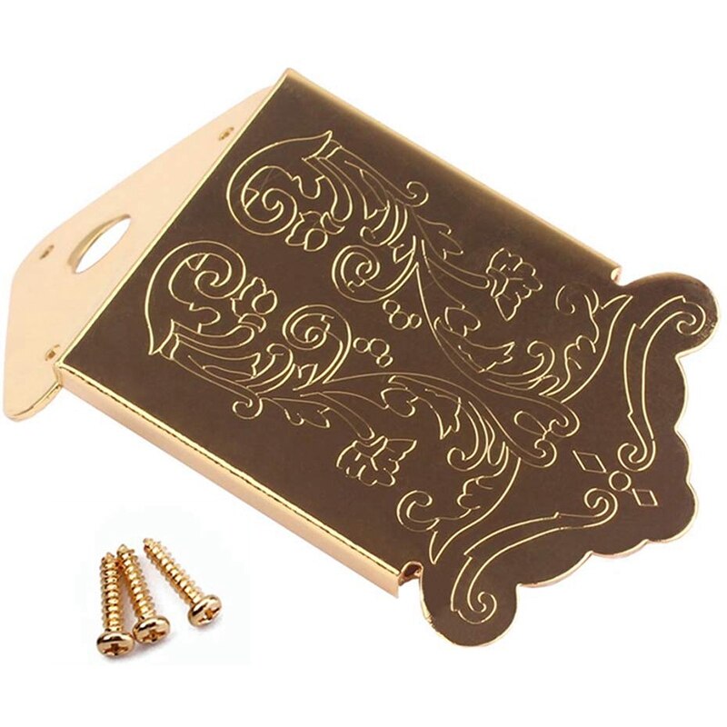 1Pcs Golden Mandolin Tailpiece Bridge with Mounting Screw for Guitar Mandolin Suit for Mandolin 8/10/12 Loop-End Strings 3-6 Str: Default Title