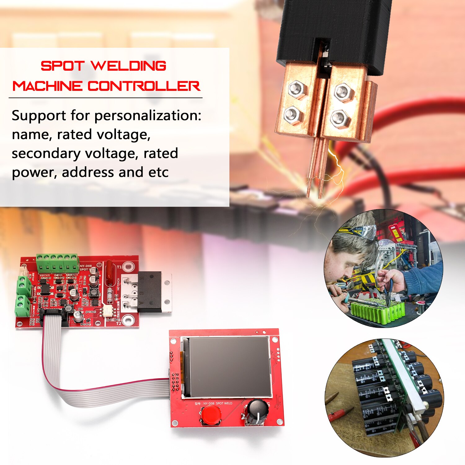 NY-D08 Spot Welding Machine Controller Pneumatic Color LCD Display Multi-point Personalization with Temperature Sensor