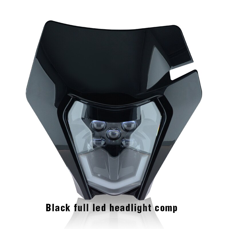 KÖNIGIN X Motor- Motorrad LED Scheinwerfer Scheinwerfer Kopf Licht Supermoto Verkleidung Für KTM EXC SXF MX Schmutz Fahrrad Enduro LED scheinwerfer: Schwarz Scheinwerfer