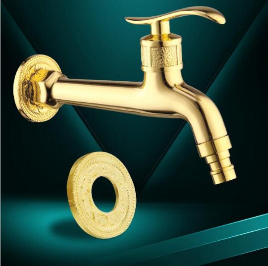 Long Gold brass decorative garden faucets single cold bibcock faucet washing machine tap outdoor faucet garden tap
