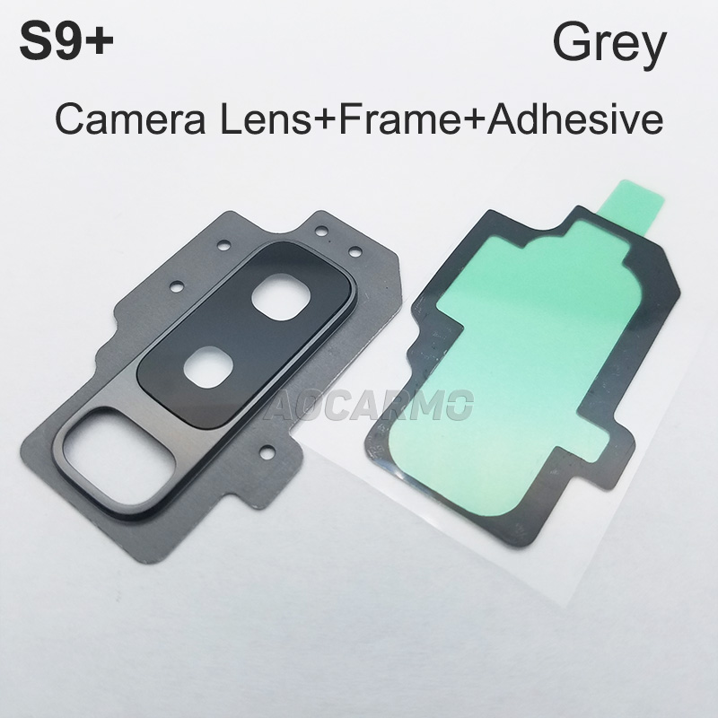 Aocarmo Achter Back Camera Lens Glas Ring Cover Met Frame Lijm Voor Samsung Galaxy S9 + SM-G9650/DS Plus 6.2 &quot;Vervanging: Grey