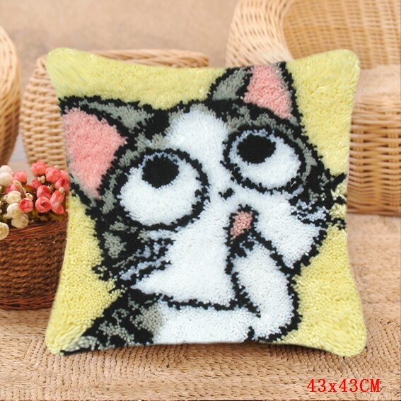 Foamiran-oreiller brodé chat | Pour le Kit de travail, knooppakket kussen smyarthop kussen pakket, boutons de coussin: ABZ166