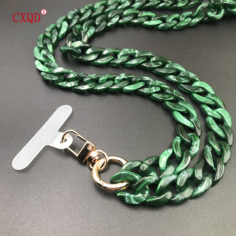 Cordón de teléfono antipérdida con biselado de 120cm, correa para el cuello, cadena acrílica portátil colorida para teléfono móvil, accesorios, al aire libre: PLATEADO