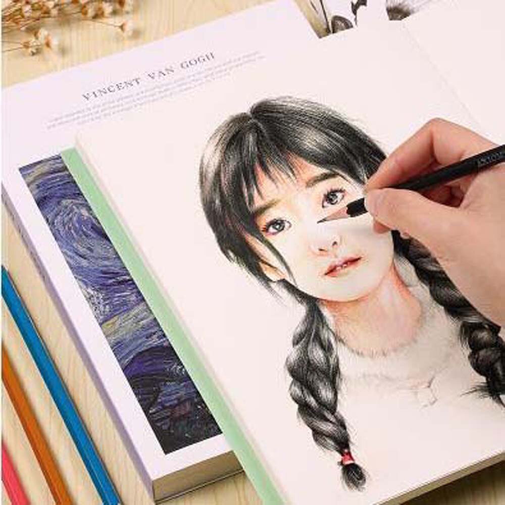 128 Sheets Thickened Paper Sketch Book Beige Paper Art Drawing Painting Book Graffiti Sketchbook School Office Stationery