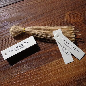 Etiquetas de de papel Kraft hechas a mano, 500 Uds., etiquetas de embalaje de agradecimiento, etiqueta de nota de recuerdo de de boda con cuerdas: Black Thank you