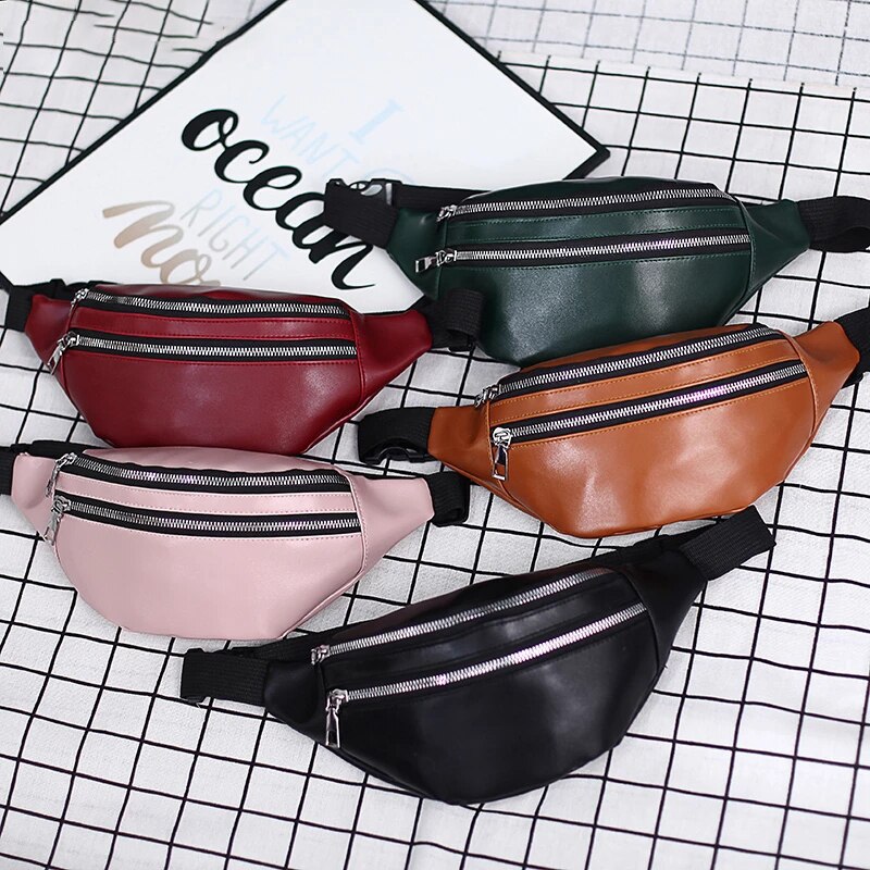 Women Chest Bag Waist Packs For Unisex Female Pu leather Fanny Packs Banana Ladies Belt Bum Bags