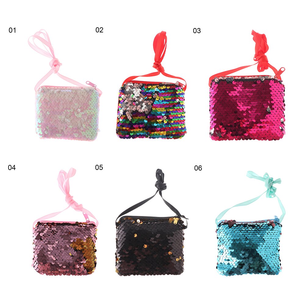 Mermaid Sequins Kids Children Coin Purse Wallet Girl Glittering Purse Women Handbag Party Zipper Clutch Bag Earphone Package