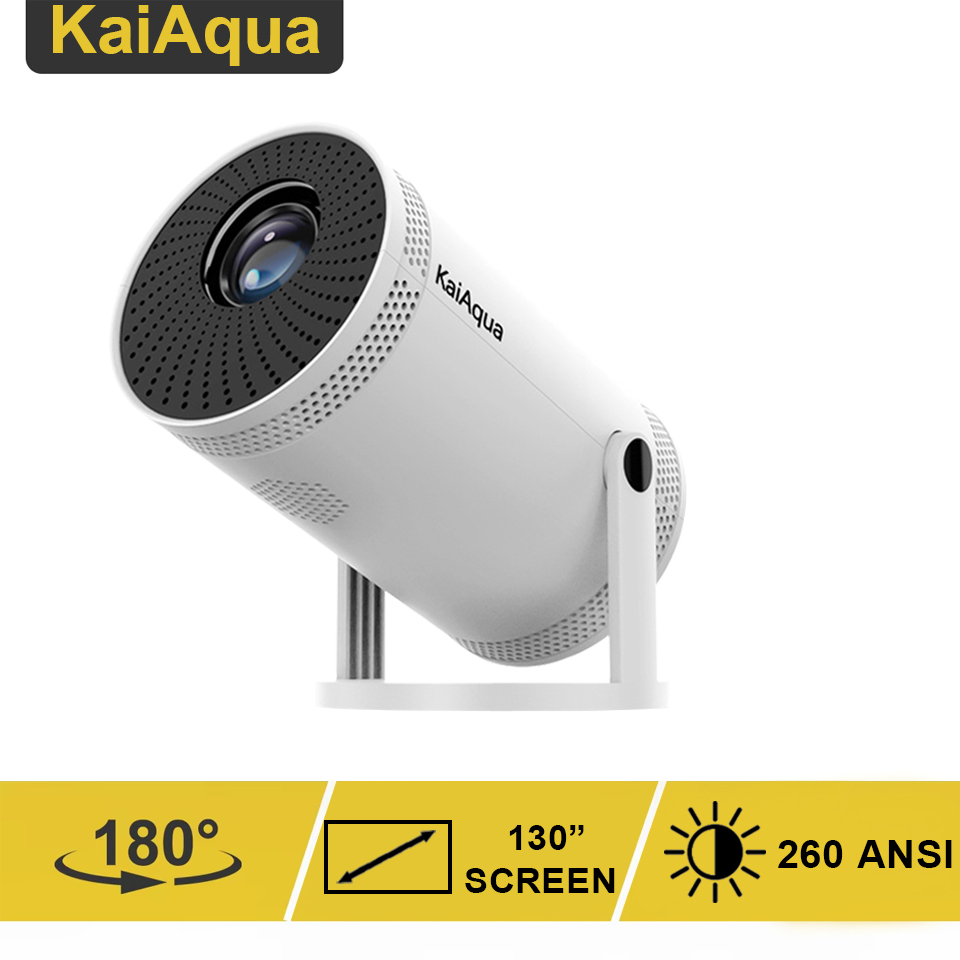 KaiAqua 260 ANSI 4K-Projektor-Dekodierung, 1280 x 720 P, Video-Audio, Heimkino, Autofokus, 5 G WiFi, 6 tragbare Outdoor-Projektoren, Beamer: color1 / UK Stecker