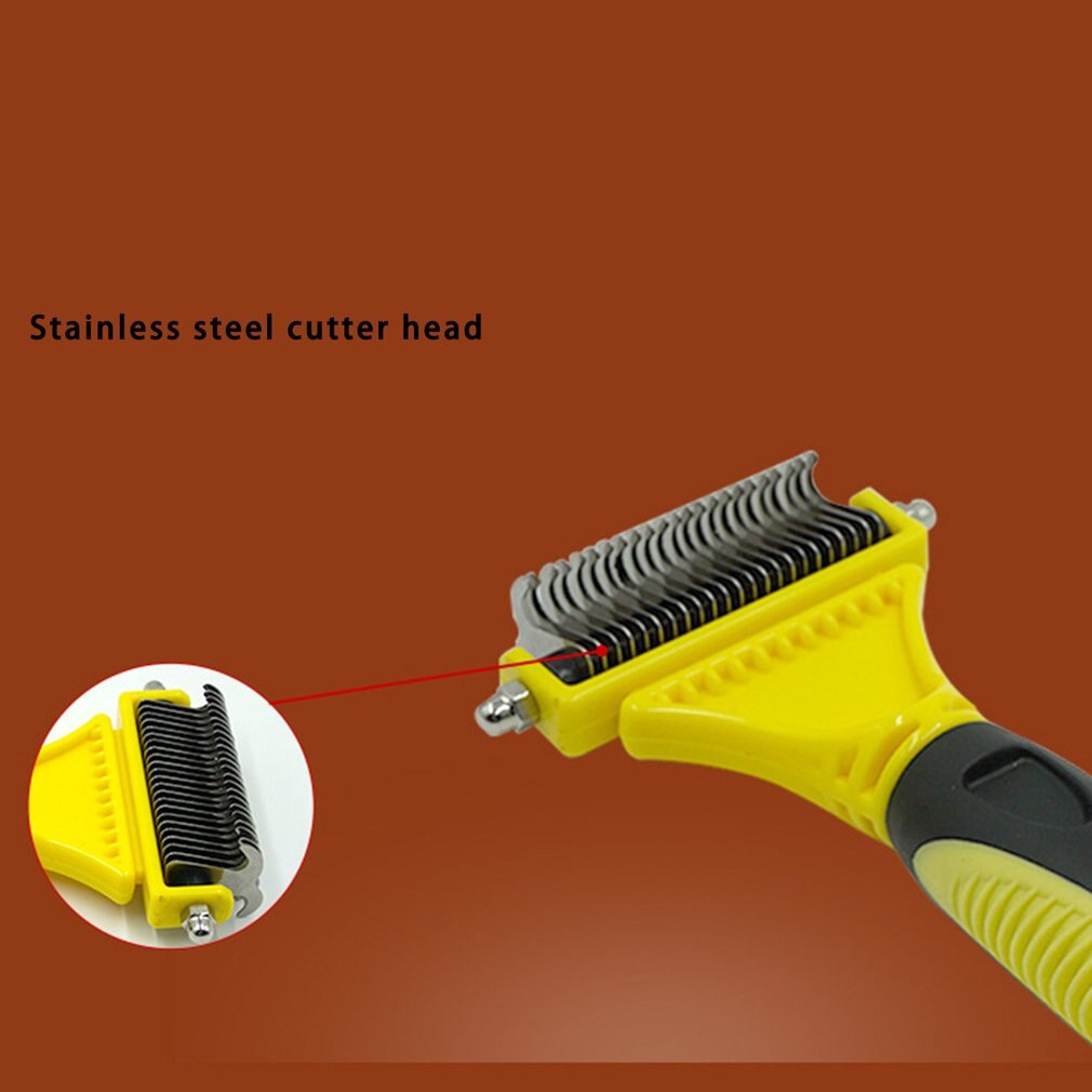Pet Double-sided Comb Stainless Steel Open Knot Comb Hair Removal Brush Double-edged Double Hook Comb