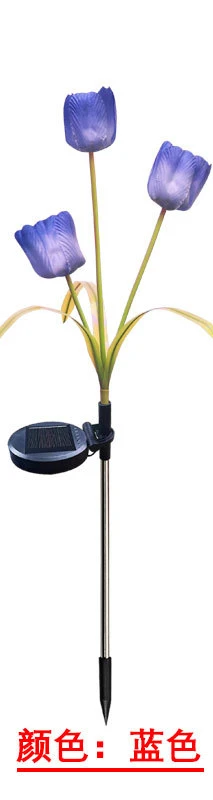 Solar LED Light Outdoor Tulip Rose Flower Lamp Landscape Garden Decor Lawn Lamp Waterproof Garden Lights Outdoor Solar Lights: SKY BLUE