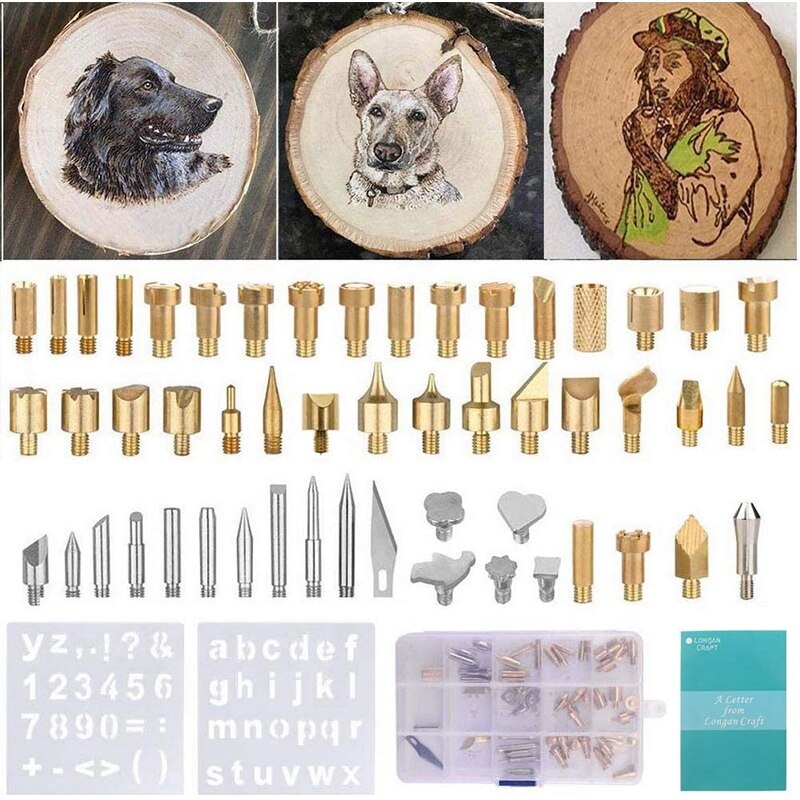 109Pcs Wood Burning Kit Adjustable Temperature Pyrography Pen Stencils Embossing Soldering Tips Wood Burner Tool,US Plug