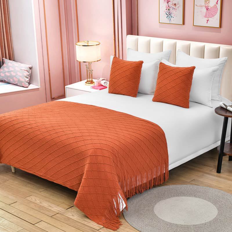 1 Peça de Colchas e Cobertores Modernos de Cor Sólida com Borlas, para o Pé da Cama, Tamanhos Queen e King, Decoração para Casa: 30*240cm / Cinza claro