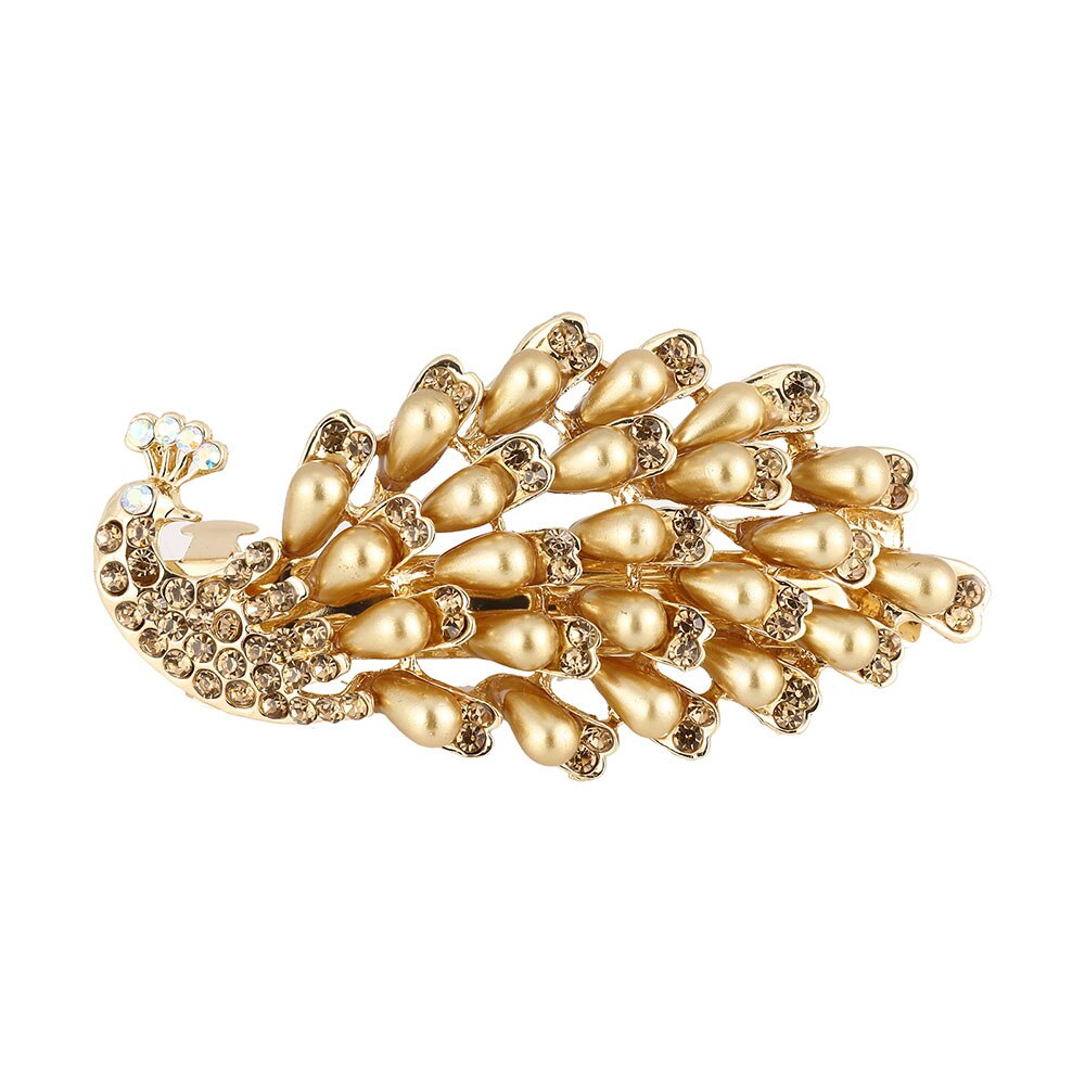 Hair Ornaments AWAYTR Female Hairpins Peacock Hairpin Pearl Cystal Hair Clips Women Hair Jewelry Rhinestone Barrettes: RY3458 A