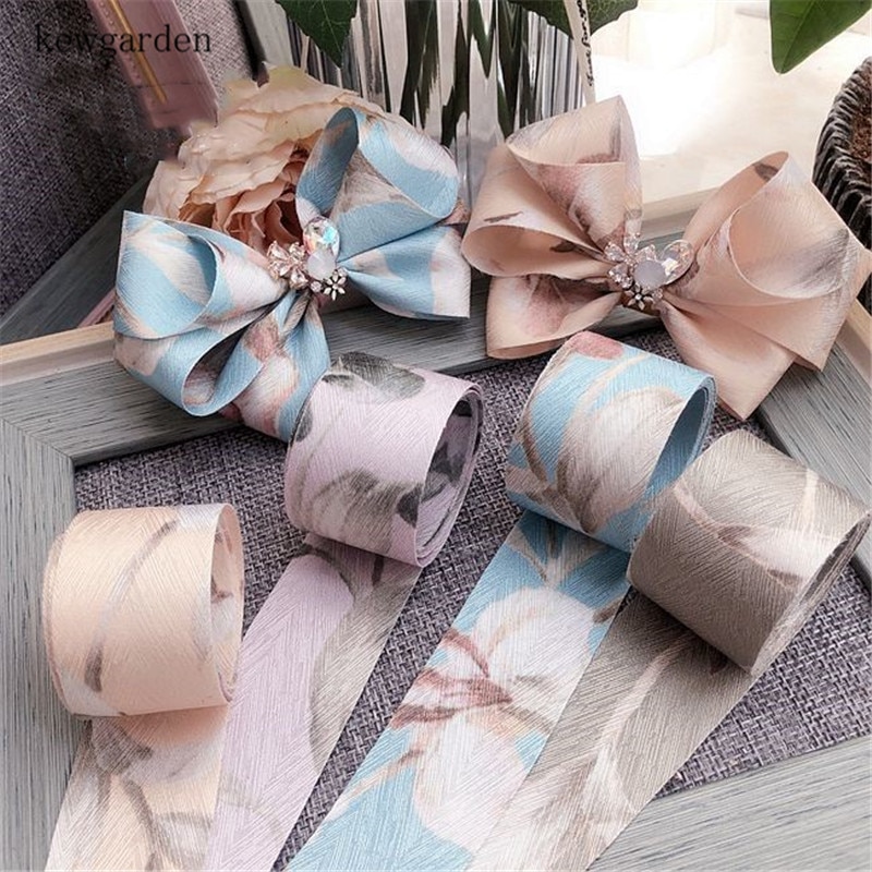 Kewgarden 30mm 3cm bedrukte bloemen satijnen linten handgemaakte tape diy strik haaraccessoires band 10 meter