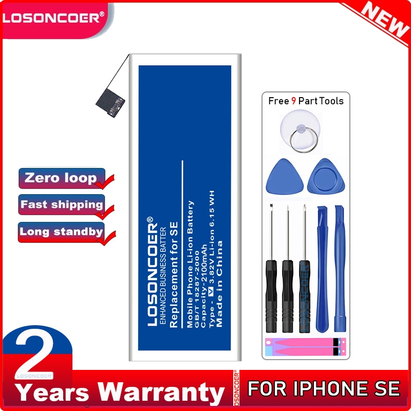 Losoncoer 2100Mah Se Voor Apple Iphone Se Batterij Nul Loop Goede Telefoon Batterij Batterijen Bateria + Gratis Tools