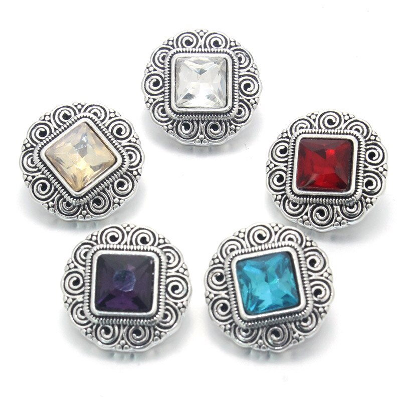 10 stk/parti boom life runde 18mm trykksmykker krystall birthston trykknapper passer med trykknapper armbånd halskjede damesmykker 011218: Bland 10 stk