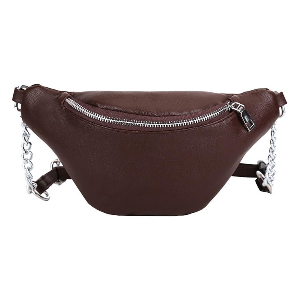 PU Leather Fanny Waist Pack Women Shoulder Chest Belly Belt Handbags Female Crossbody Handbag Fanny Pack Bum Bag Sac Banane: Brown