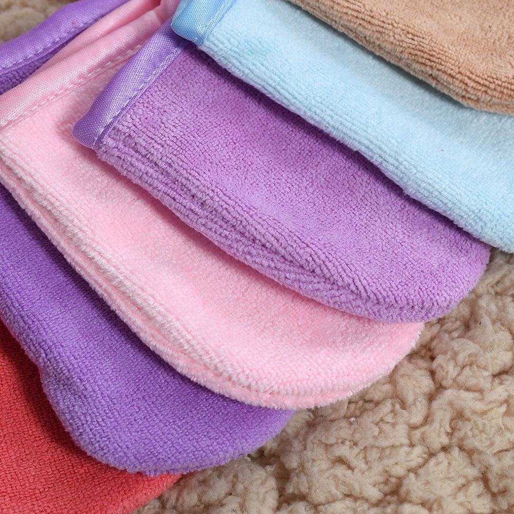 Toalla Facial de microfibra reutilizable, 6 colores, desmaquillante, guantes limpiadores, guante de goma, herramienta de 13x10 cm,