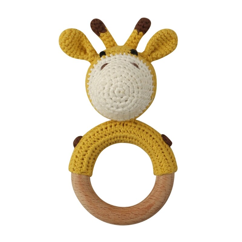 Baby Beißring Holz Spielzeug Handy Pram Krippe Ring Häkeln Rassel Schnuller Beißring BX0D: A