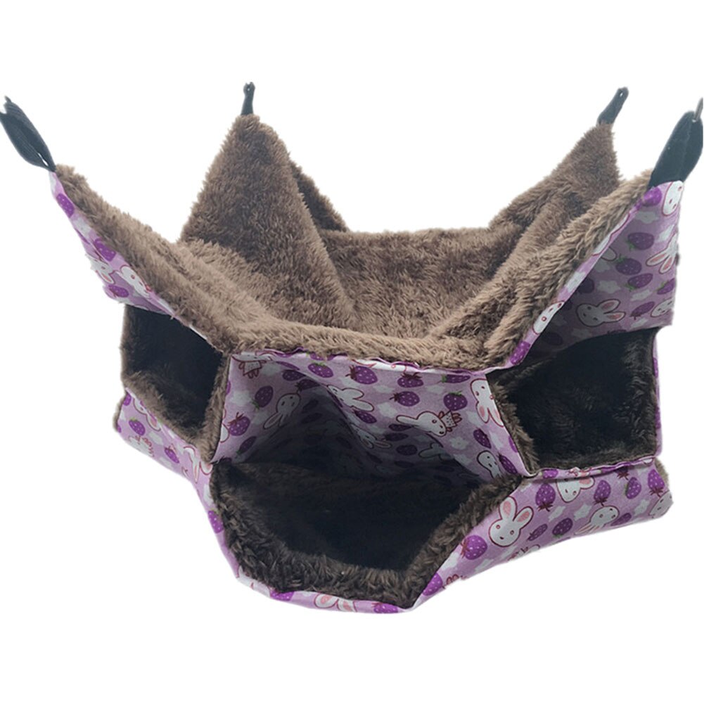 Hamaca de algodón para mascotas, cama para roedores, casa de 3 capas, cálida, hamaca colgante para ratas y hámster, jaula columpio, nido para dormir, suministros para mascotas: Morado