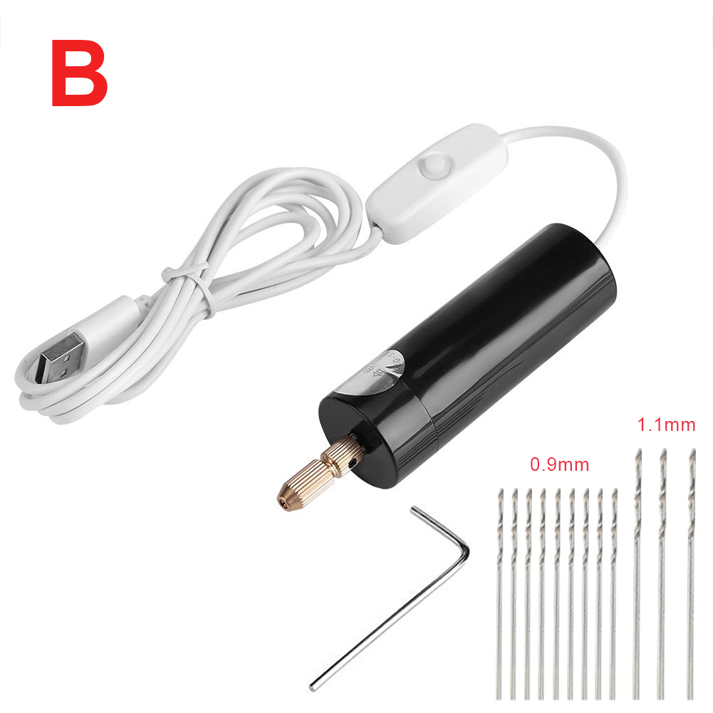Mini elektriske boremaskiner bærbare håndholdte mikro usb drill 5v for smykker å lage diy tre håndverk for metall tre smykker verktøy: B