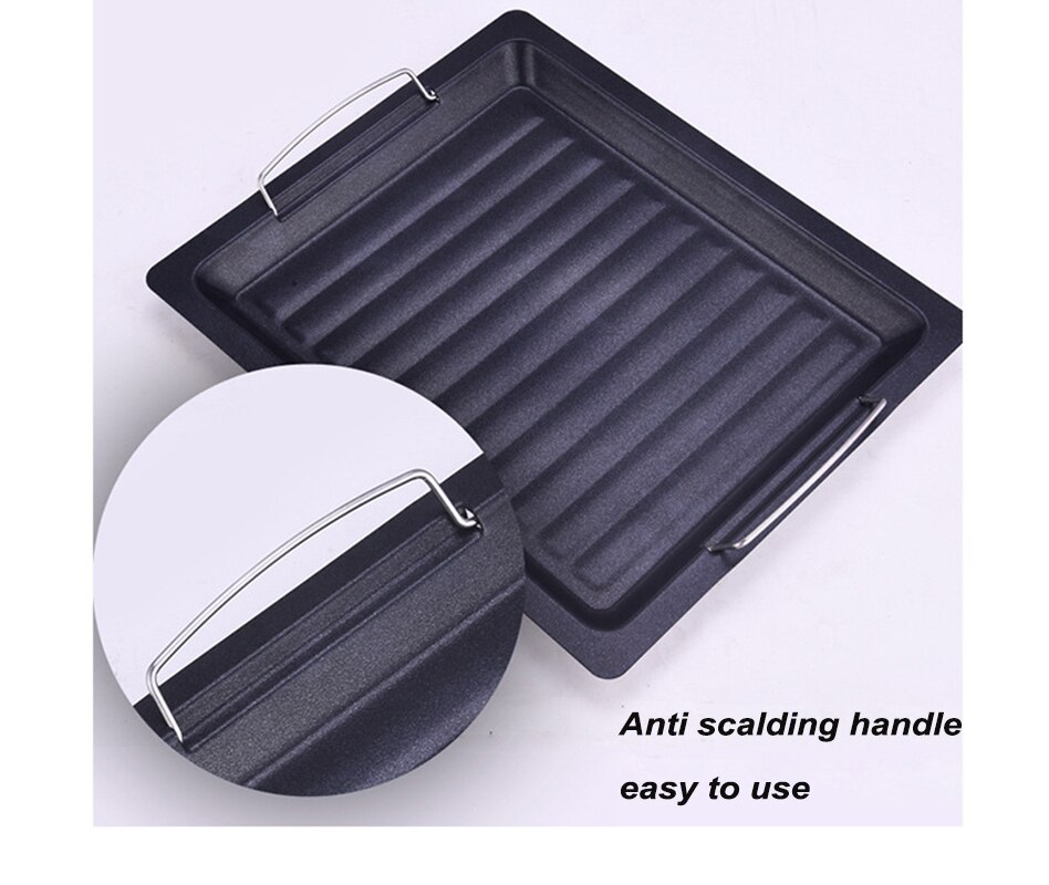 Sartén antiadherente de 30x25cm para barbacoa, plancha de superficie antiadherente, utensilio para barbacoa, accesorios para parrilla de barbacoa de carbón