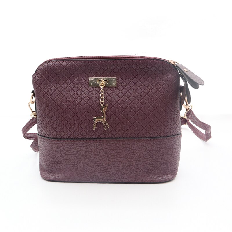 Bolso de mensajero para mujer, Mini bolsa con juguete de ciervo, bolso con forma de concha, bolso de hombro,: Purple