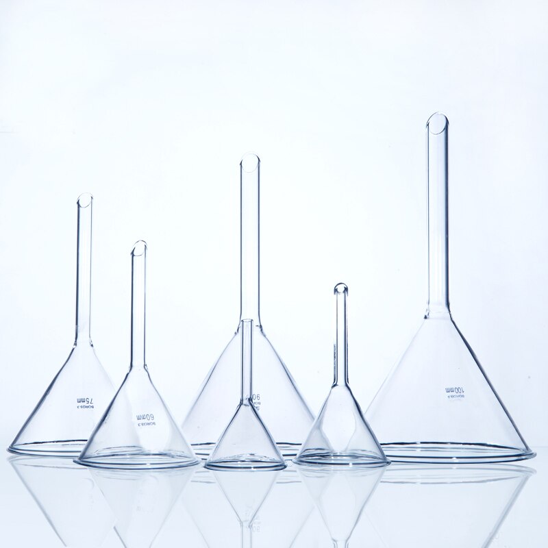 2 stk./pakke 50mm glastragter borosilikatglas trekantet tragt laboratorieudstyr