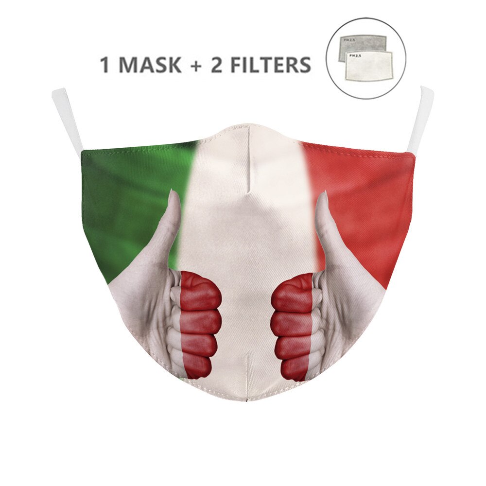 Masque buccal avec filtre drapeau d&#39;italie, réutilisable, ajustable, PM2.5, anti-poussière, protection en tissu lavable: 118