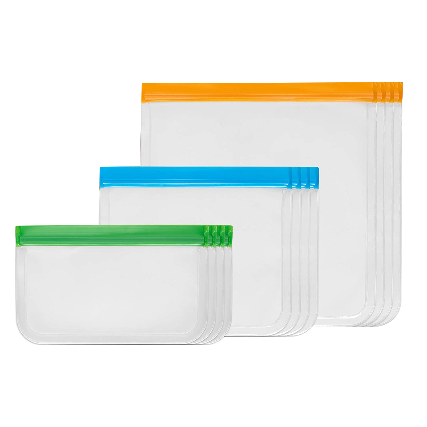 12pcs Reusable Food Storage Bags Flat Freezer Bags Gallon Leakproof Sandwich Grade Snack Bags Lunch Bag for Meat Fruit Veggies