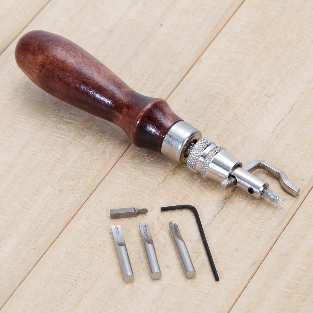 5 En 1 Pro costura Cuero cuero Groover Edger biveler Sew Crease kit de herramientas para cuero ajustable DIY herramientas de cuero