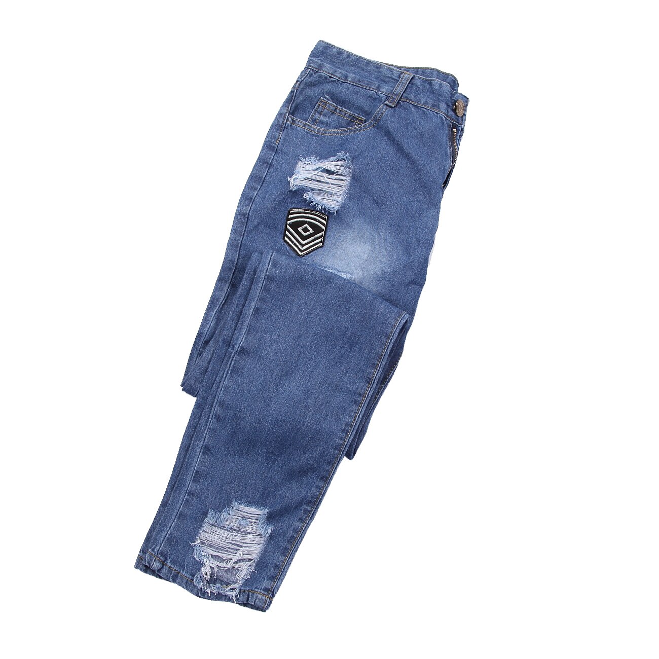 Nueva de Goocheer pantalones vaqueros ajustados rasgados de corte ajustado de mezclilla deshilachados rasgados ahuecados Jeans largos Boy Zone