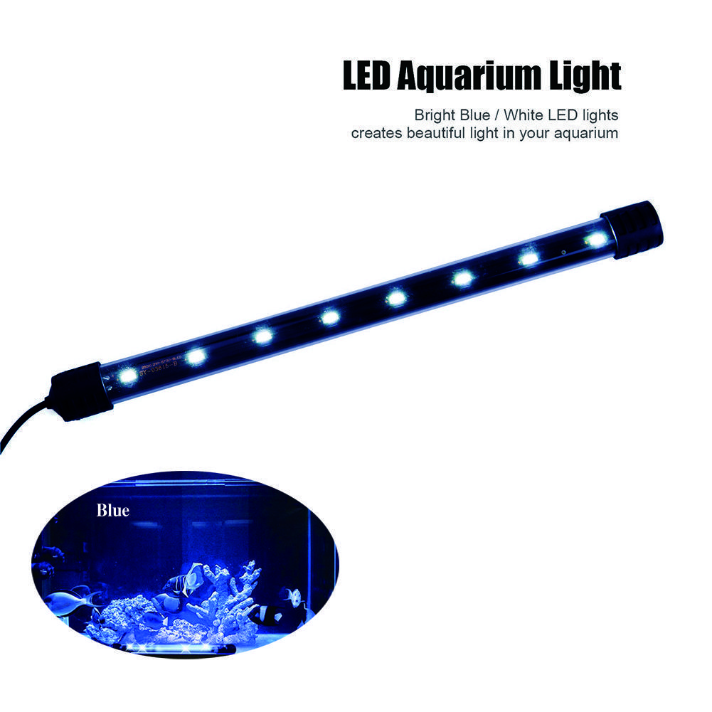 Barra de luz LED impermeable para acuario, lámpara acuática sumergible de 17cm, fluorescente, para buceo, color azul y blanco, 5730 T4LED: blue