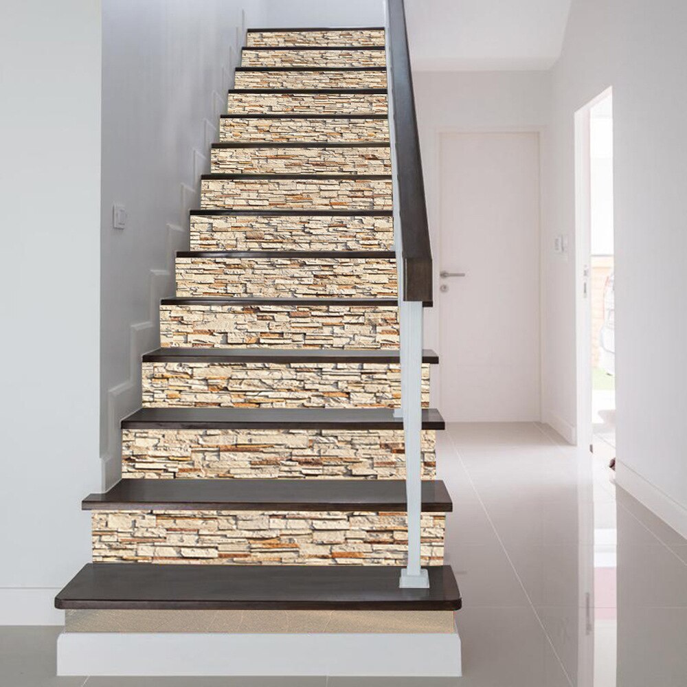 13 Pcs/set Simulated Rock PVC Stair Stickers Stairs Cover Wall Sticker Home Decor DIY Renew Decoration