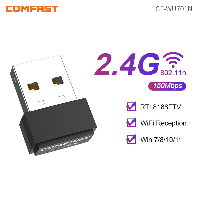 COMFAST Mini USB WiFi6 Dongle Network Card 2.4GHz Wi-Fi Lan Adapter Driver Free 300M 150M Receiver For PC Laptop Windows 7/10/11: Gold