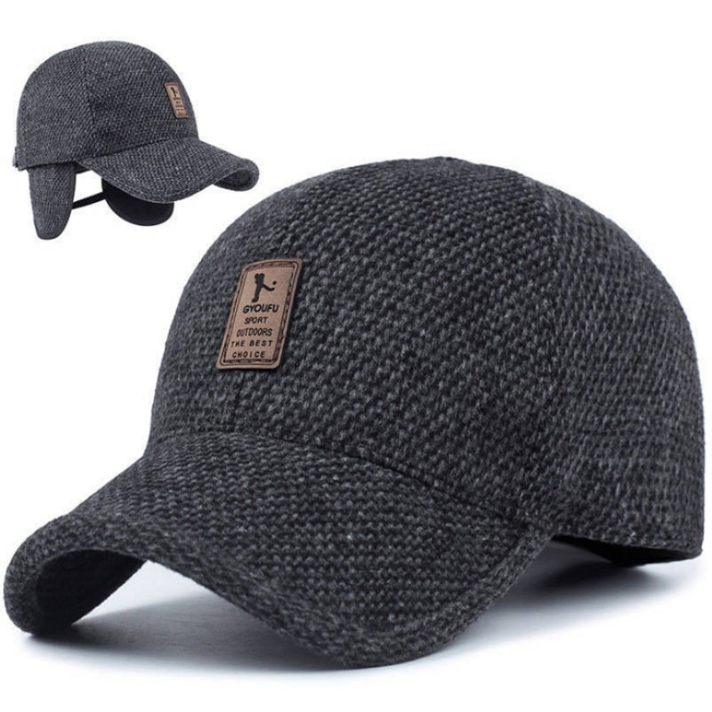 Baseball cap vinter far hat varm fortykket bomuld snapback hætter høreværn monteret hatte til mænd