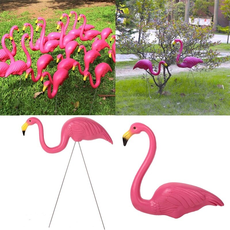 1Pc 2 Style Garden Plastic Flamingo Decoration Artificial Flamingo for Garden Festival Party Wedding Villa Garden Decor Ornament
