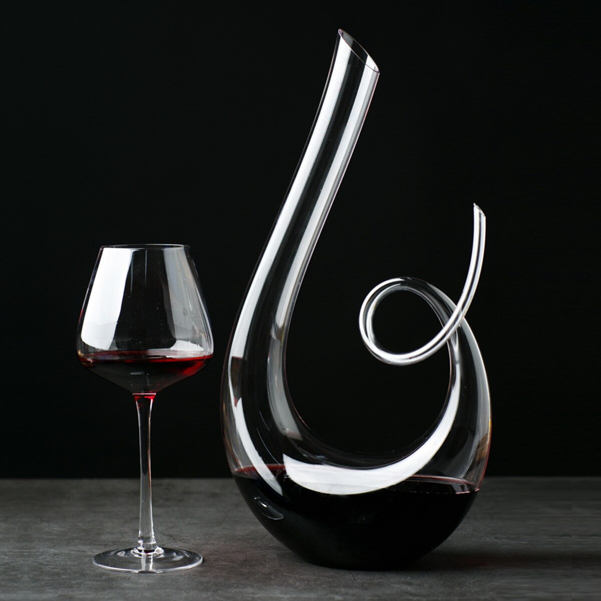 Crystal High Grade 1500ml Spiral 6-shaped Wine Decanter Box Harp Swan Decanter Wine Separator Decanter Set