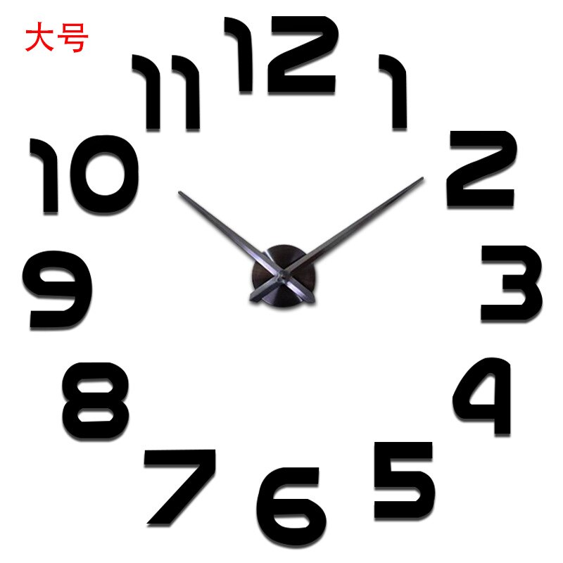 3D Wall Clock Stickers Modern Big Quartz Watch Clock Living Room Large Clocks Home Decoration Life Circular DIY: Black