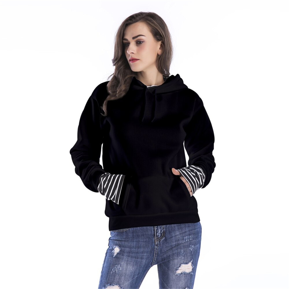 Womens Long Sleeve Fuzzy Fleece Pullover Jacket Outwear Sweatshirt Tops Coat with Pocket: M / Black