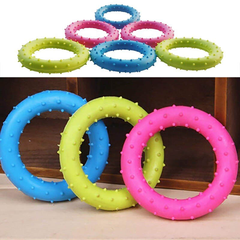 Rubber Pet Cat Round Circle Puppy Play Funny Chewing Toy Cute Random Color Non-Toxic Tranining Dog