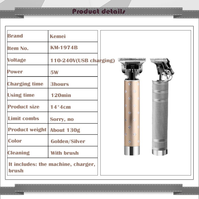Kemei 0mm Glatze Haar Haarschneidemaschine haar Trimmer Schlag kabellos Trimmer Männer Haar Schneiden Maschine