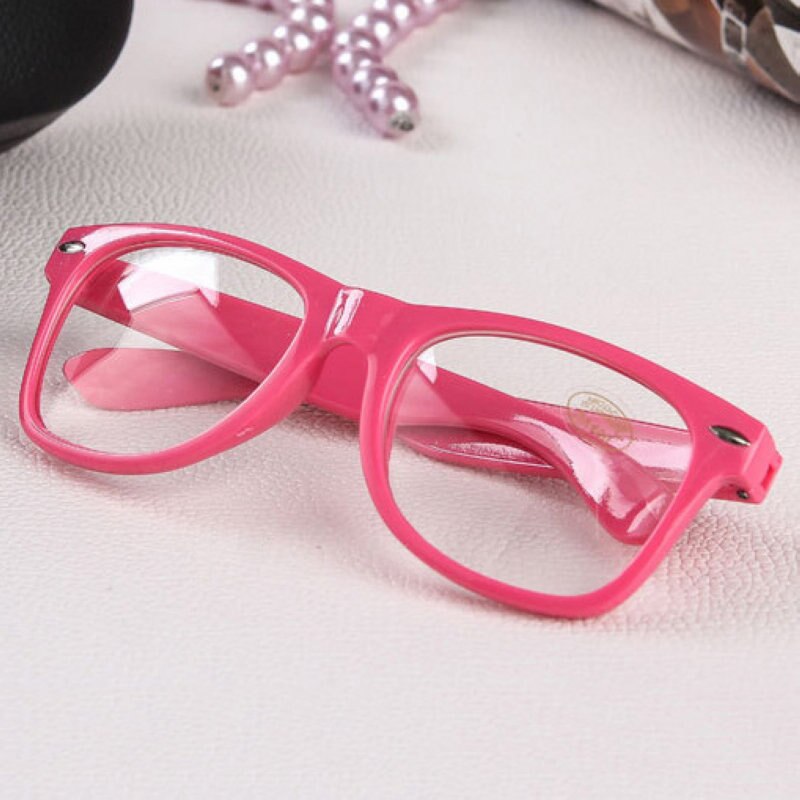 Mayitr 1pc Nerd Clear Glasses Clear Lens Geek Glasses 16 Colors Plain Mirror Plastic Full frame Eyeglasses Eyewear: pinkish