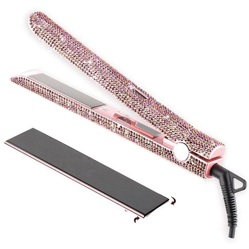 Eas-hair stijltang, handgemaakt, kristal diamant met lcd-scherm, fonkelende strass steentjes, titanium plaatijzer