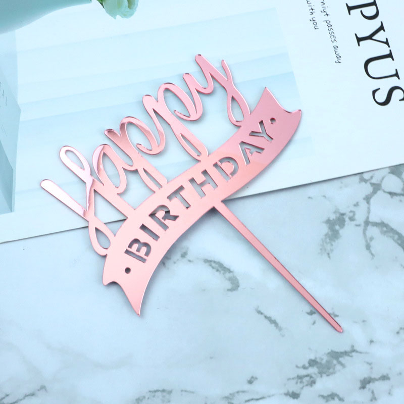10Pcs/Pack Gold Silver Acrylic Cake Toppers Happy Birthday Cake Toppers For Womens Mens Kids Birthday Party Decor Baby Shower: black