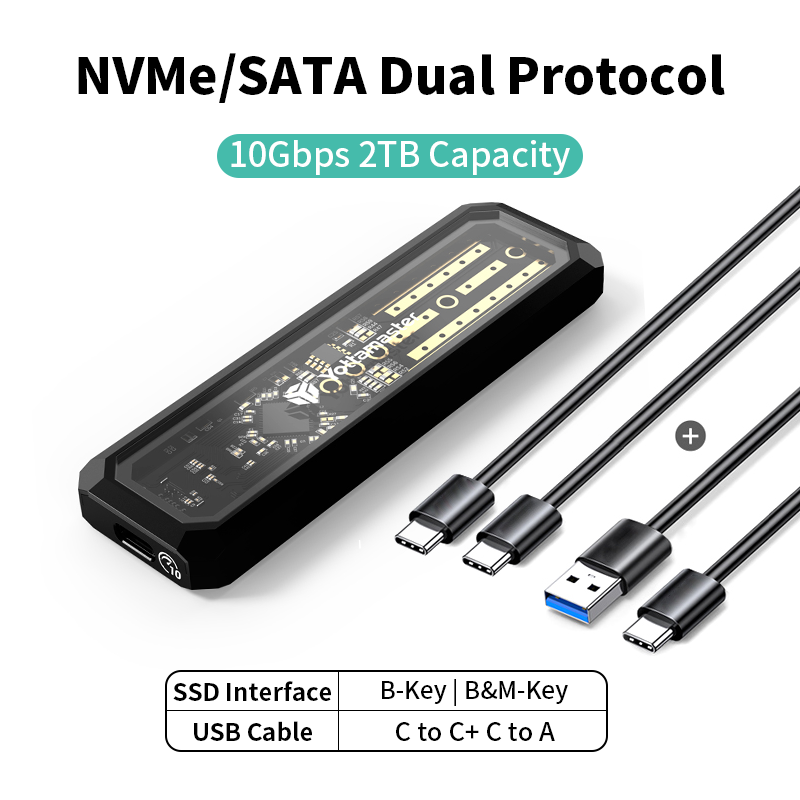 Yottamaster DF3 M2 NVMe SATA SSD Enclosure USB3.1 GEN2 tipo C interfaccia 10Gbps M2 Enclosure per M-Key B-Key B + M Key SSD Case