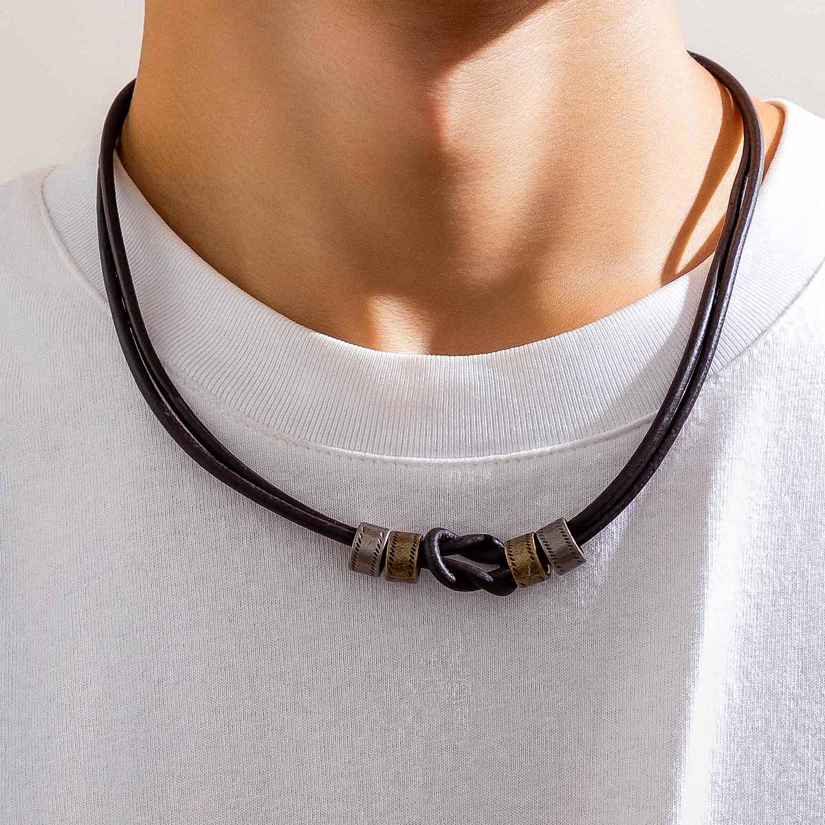 Jahrgang Halsband-halskette aus pu-leder mit metal...  Grandado